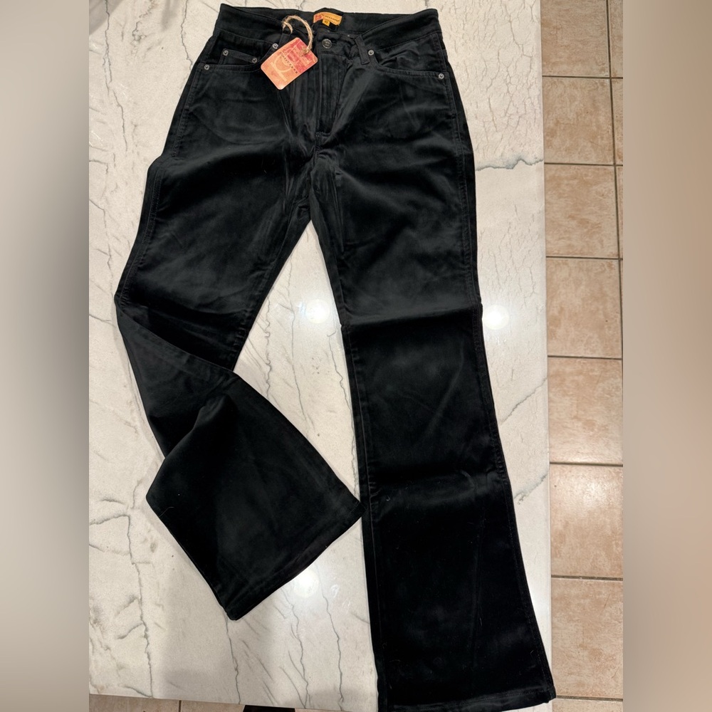 Beau Dawson Black Bootcut Mid to High Rise Velvet Jeans- made in the USA
